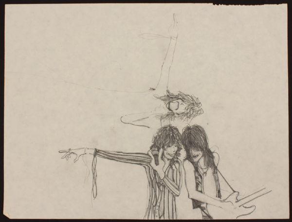 Lot Detail - Guns N' Roses Slash Original Drawing of Aerosmith