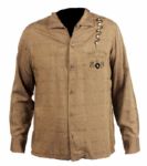 Elvis Presley Owned and Worn Custom Made Monogrammed Silk Long-Sleeved Shirt