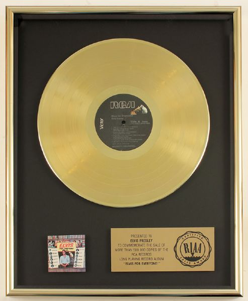 "Elvis for Everyone" Original Gold Album Award