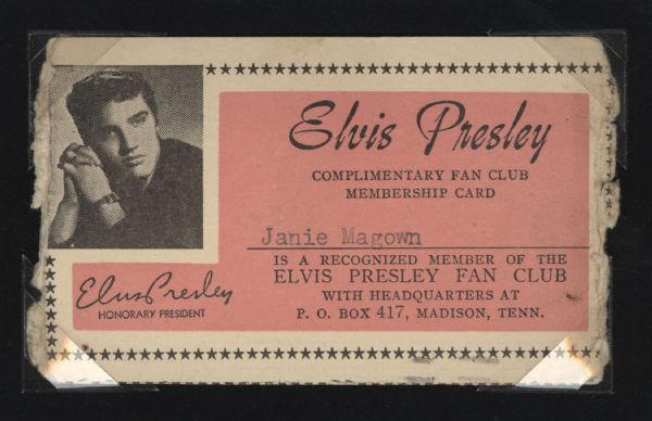 Elvis Presley Original Fan Club Membership Card and Post Card