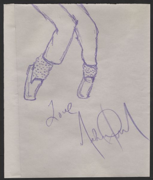 Michael Jackson Signed Drawing of Dancing Feet