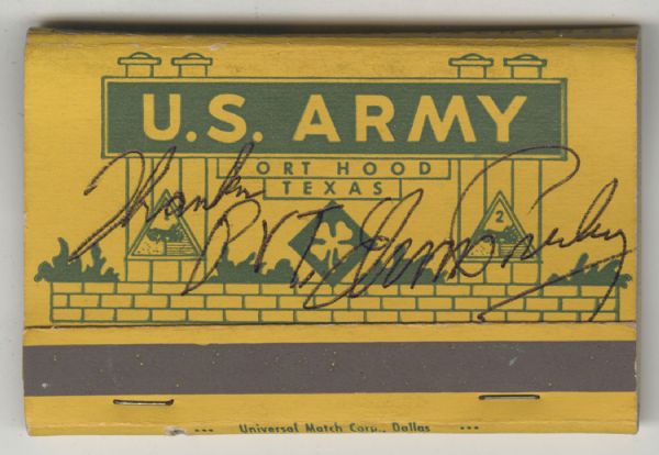 Elvis Presley Signed & Inscribed U.S. Army Matchbook