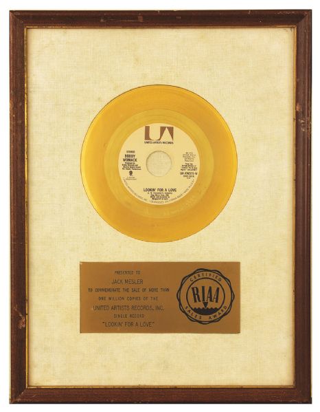 Bobby Womack "Lookin For A Love" Original RIAA White Matte Record Award