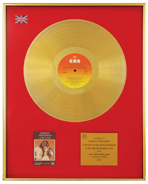 Barbra Streisand "A Star Is Born" Original Gold Album Award