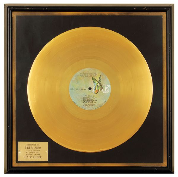 Carly Simon "No Secrets" Original Gold Album Award