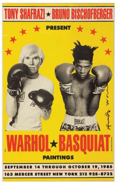 Andy Warhol Signed Original Exhibition Poster With Jean-Michel Basquiat