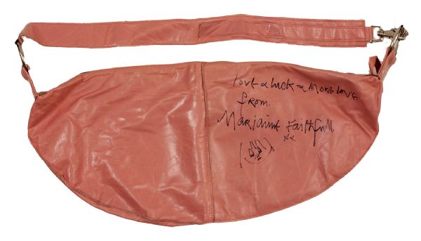 Marianne Faithfull Signed Purse With Hand Drawing
