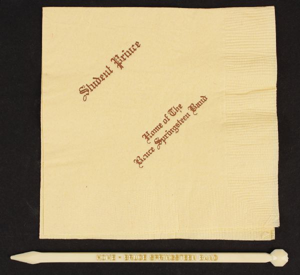 Bruce Springsteen Original Student Prince Cocktail Napkin and Swizzle Stick