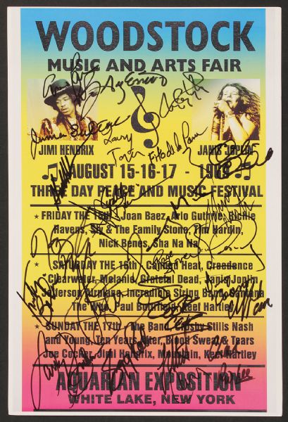 Woodstock Photo Poster Signed by 20-Plus Performers
