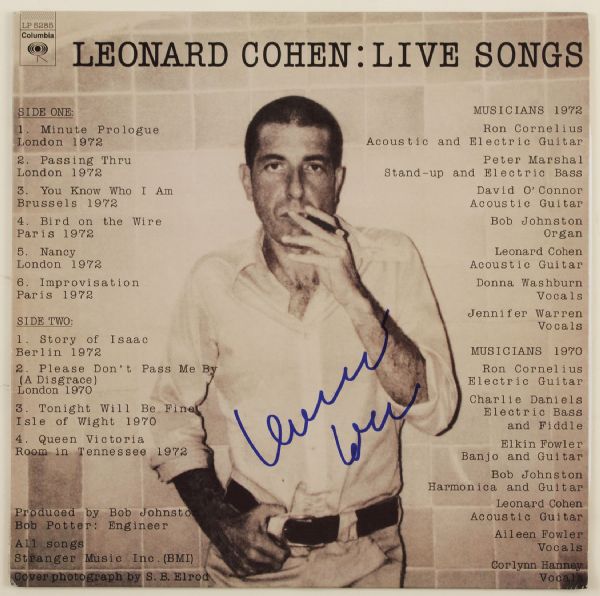 Leonard Cohen Signed "Live Songs" Album 