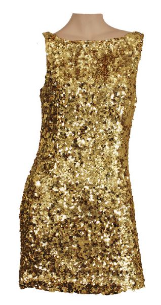 B-52s Kate Pierson "Funplex" Tour Australia Stage Worn Gold Sleeveless  Dress