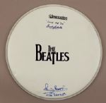 Beatles Pete Best and Andy White Signed and Inscribed Drum Head