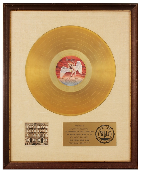 Led Zeppelin "Physical Graffiti" Original RIAA White Matte Gold Record Album Award