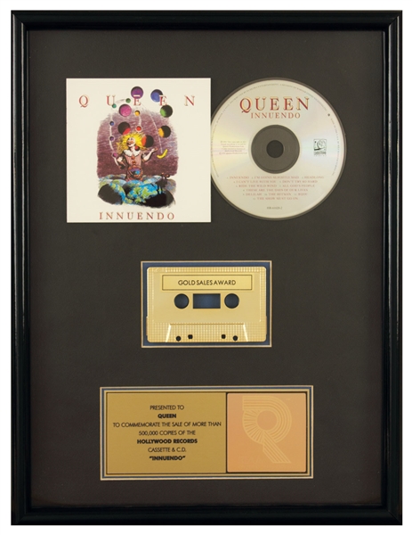 Queen "Innuendo" Original RIAA Gold Cassette & CD Award