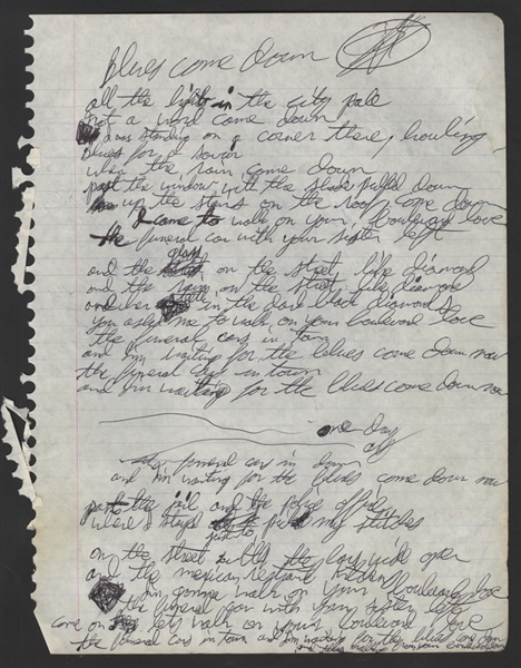 Mark Lanegan Handwritten & Signed "Blues Comes Down" Working Lyrics
