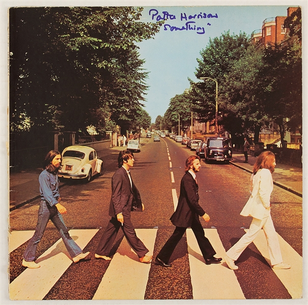 Pattie Boyd Signed "Pattie Harrison" & "Something" Inscribed "Abbey Road" Album