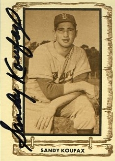 Sandy Koufax Signed Brooklyn Dodger Baseball Card