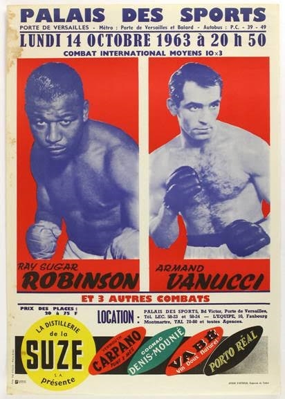 1963 Sugar Ray Robinson vs Armand Vanucci (I) OnSite Fight Poster (Palais Des Sports Paris)