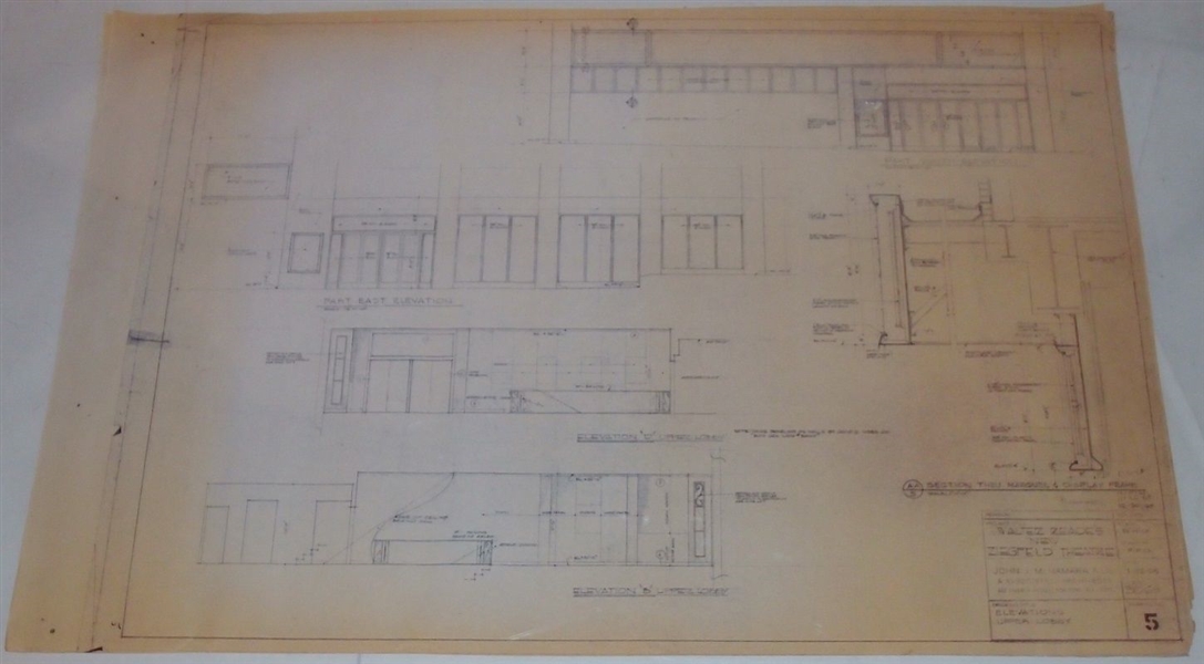 Original 1969 Ziegfeld Theatre Blueprint