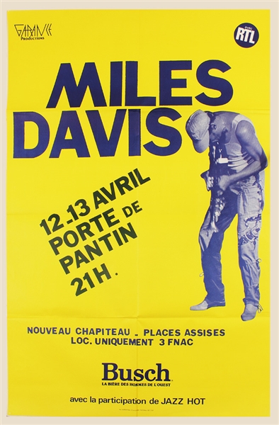 1983 Miles Davis Original On-Site Paris Concert Poster