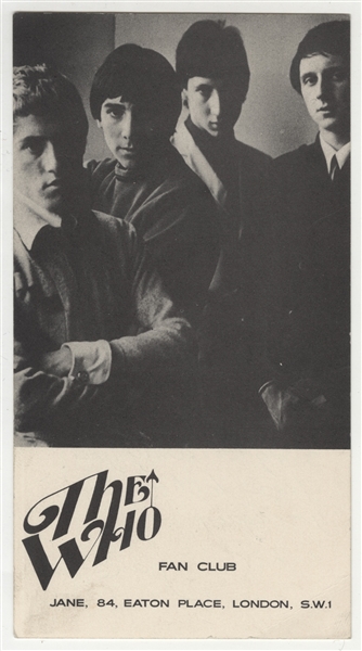 The Who Early Original Fan Club Card