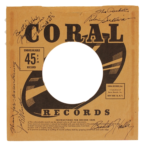 Buddy Holly & The Crickets Signed Coral Record Sleeve