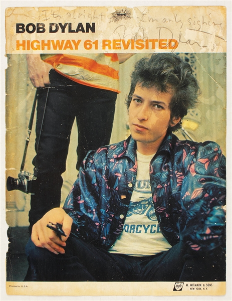 Bob Dylan "Its Alright Ma, (Im Only Bleeding)" Lyrics Inscribed and Signed Highway 61 Revisited Sheet Music Cover