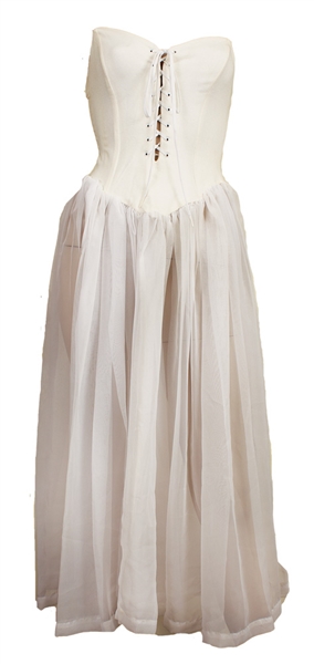 Stevie Nicks Owned & Worn Bustier-Style Long White Dress