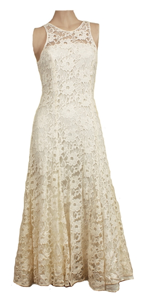 Stevie Nicks Owned & Worn Long White Lace Dress