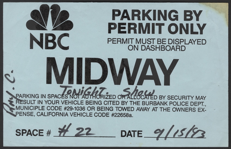 Ray Charles Personally Used "Tonight Show" Parking Space Ticket