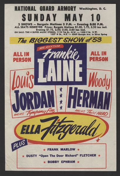 Ella Fitzgerald "Biggest Show of 53" Original Concert Handbill