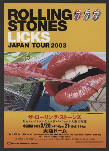 Rolling Stones "Licks" 2003 Tour Original Japanese Concert Hand Bill