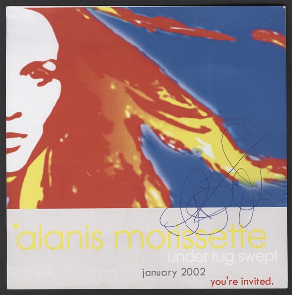 Alanis Morissettes Signed Original "Under Rug Swept" 2002 Premiere Party Invitation