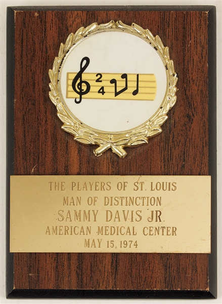 Sammy Davis, Jr. Owned "Man of Distinction" Plaque
