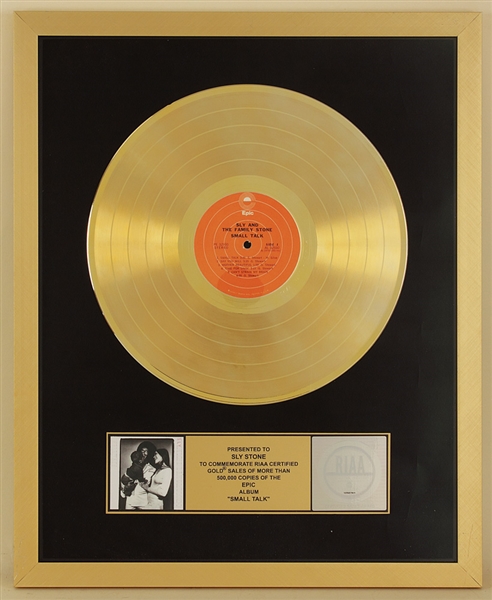 Sly & The Family Stone "Small Talk" Original RIAA Gold Single Record Award Presented to Sly Stone