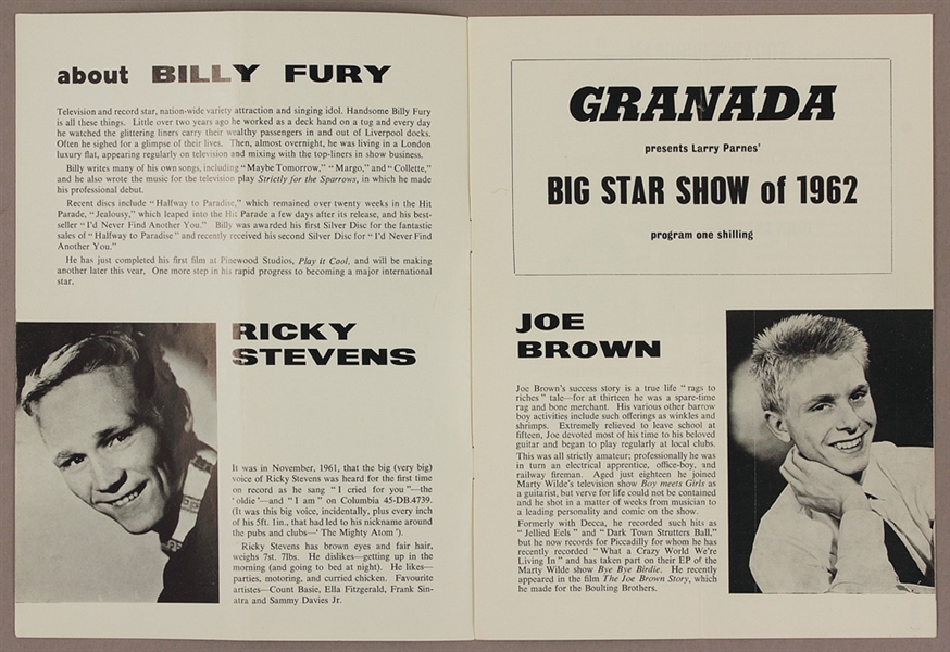 Big Star Show of 1962 Original Concert Program