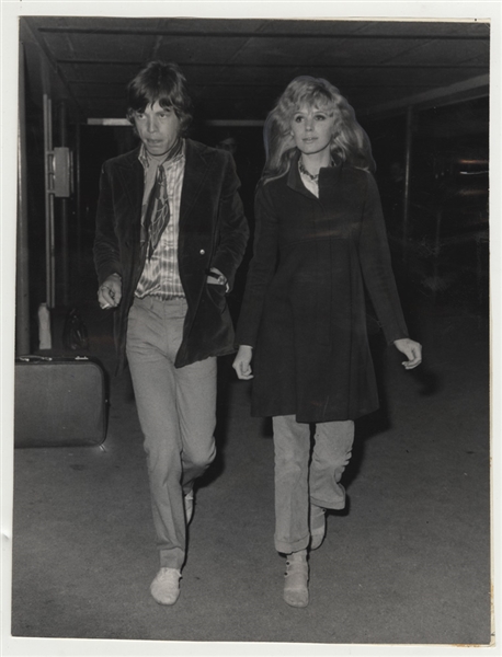 Mick Jagger & Marianne Faithfull Original Stamped Wire Photograph