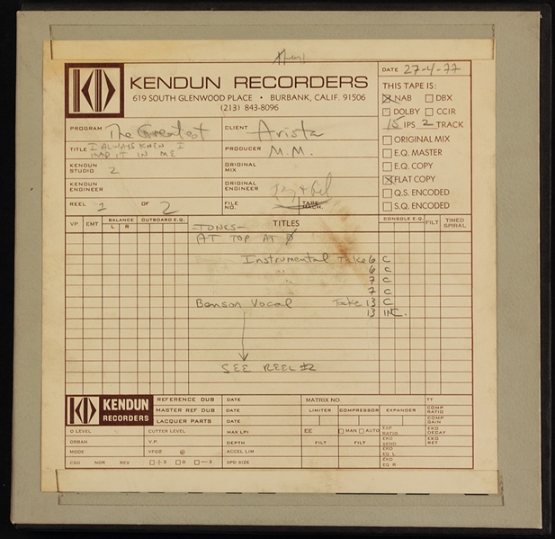 George Benson "I Always Knew I Had It In Me" Original Unreleased Master Recording