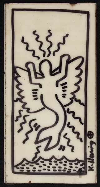 Keith Haring Signed Original Subway Tile Artwork 