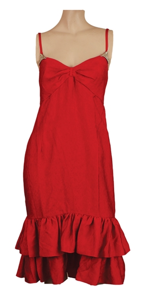 Janet Jackson Owned & Worn Red Spaghetti Strap Dress