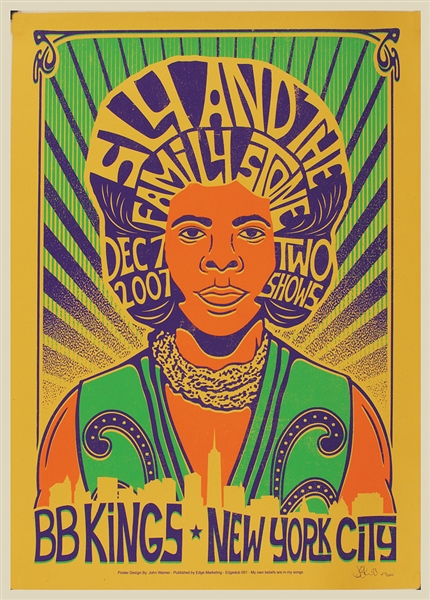 Sly & The  Family Stone Original Concert Poster From Sly Stones Personal Collection Signed  & Numbered by the Poster Artist