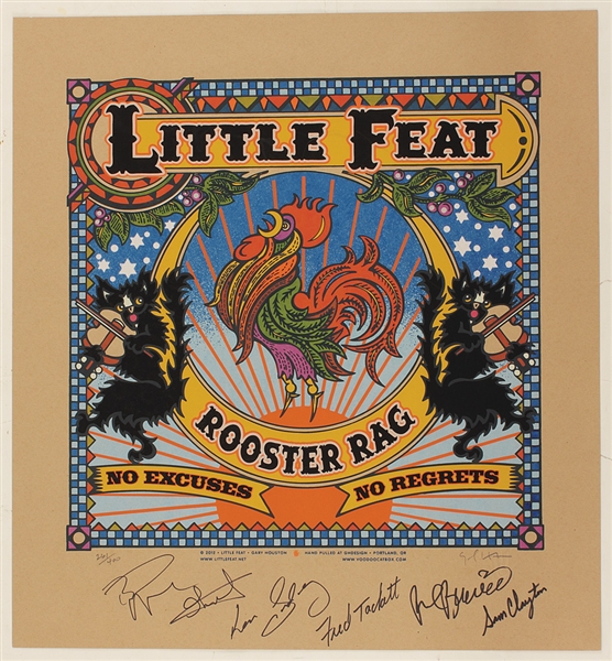 Little Feat Signed Original "Rooster Rag"Album Cover Limited Edition Artists Proof Silkscreen Print Also Signed By Artist
