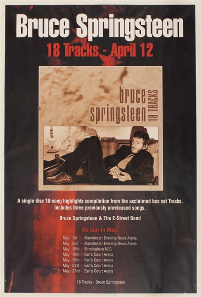 Bruce Springsteen Original UK Promotional Album and Tour Poster for "18 Tracks"