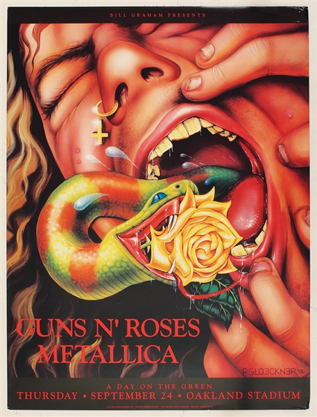 Guns N Roses/Metallica Original 1992 Oakland Coliseum Concert Poster