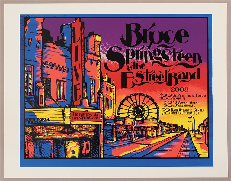 Bruce Springsteen & The E Street Band Original 2008 Concert Poster: Tampa, Orlando, Ft. Lauderdale