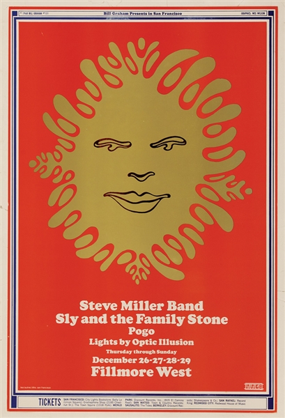 Sly & The Family Stone/Steve Miller Band/Poco Original Fillmore West Concert Poster From Sly Stones Personal Collection