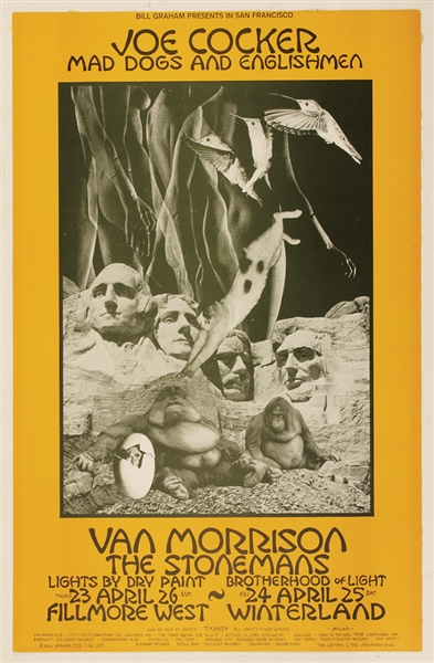 Joe Cocker/Van Morrison Original Concert Poster for Fillmore West and Winterland