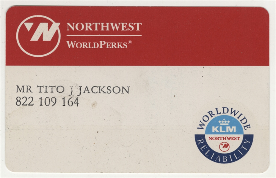 Tito Jacksons Personal Northwest Airlines WorldPerks Membership Card 