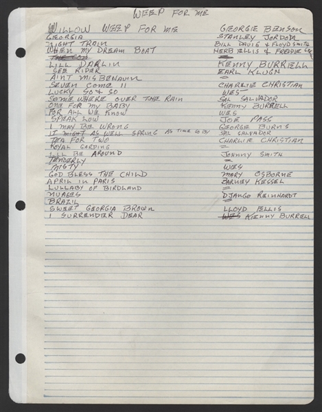 B.B. King Handwritten Concert Set List