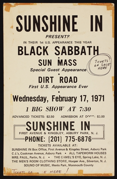 Black Sabbath Original 1971 Concert Poster
